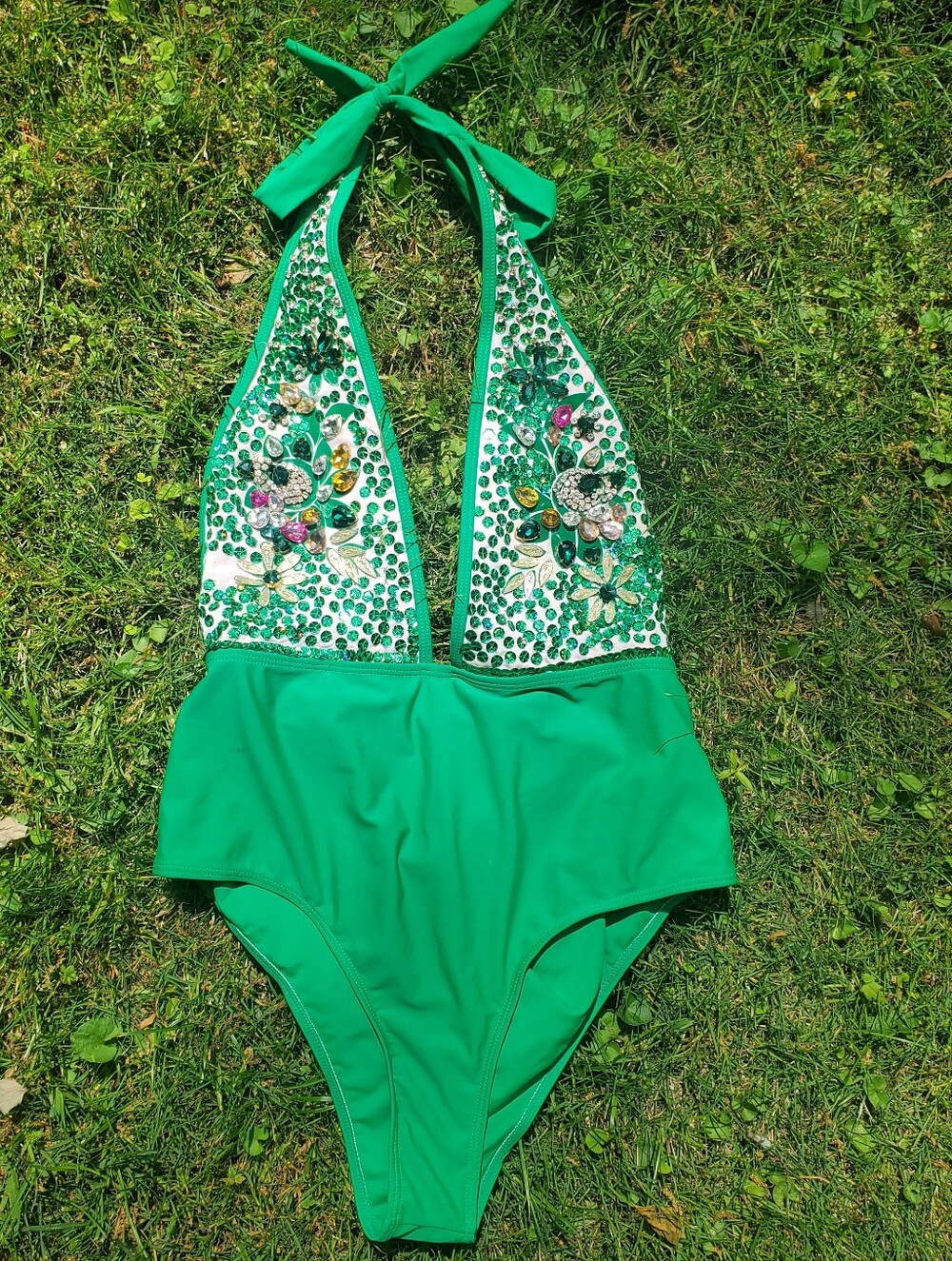 Jewel Embellished Vintage Swim Costume